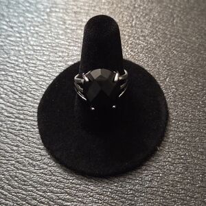 Natural Black Obsidian Silver Plated Adjustable Handmade Ring